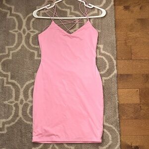 New Pink Tiger Mist Strappy Bodycon Women's Dress, size M
